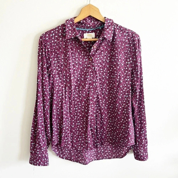 Anthropologie Maeve pink Calico Floral print Button Down Shirt size small - Picture 3 of 11
